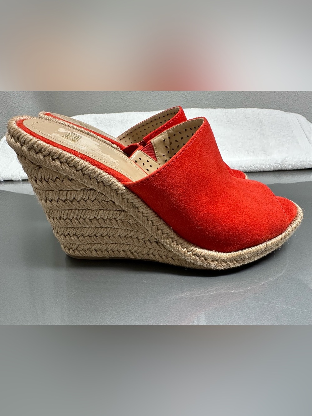 Johnston & Murphy Red Espadrille Wedge Mules